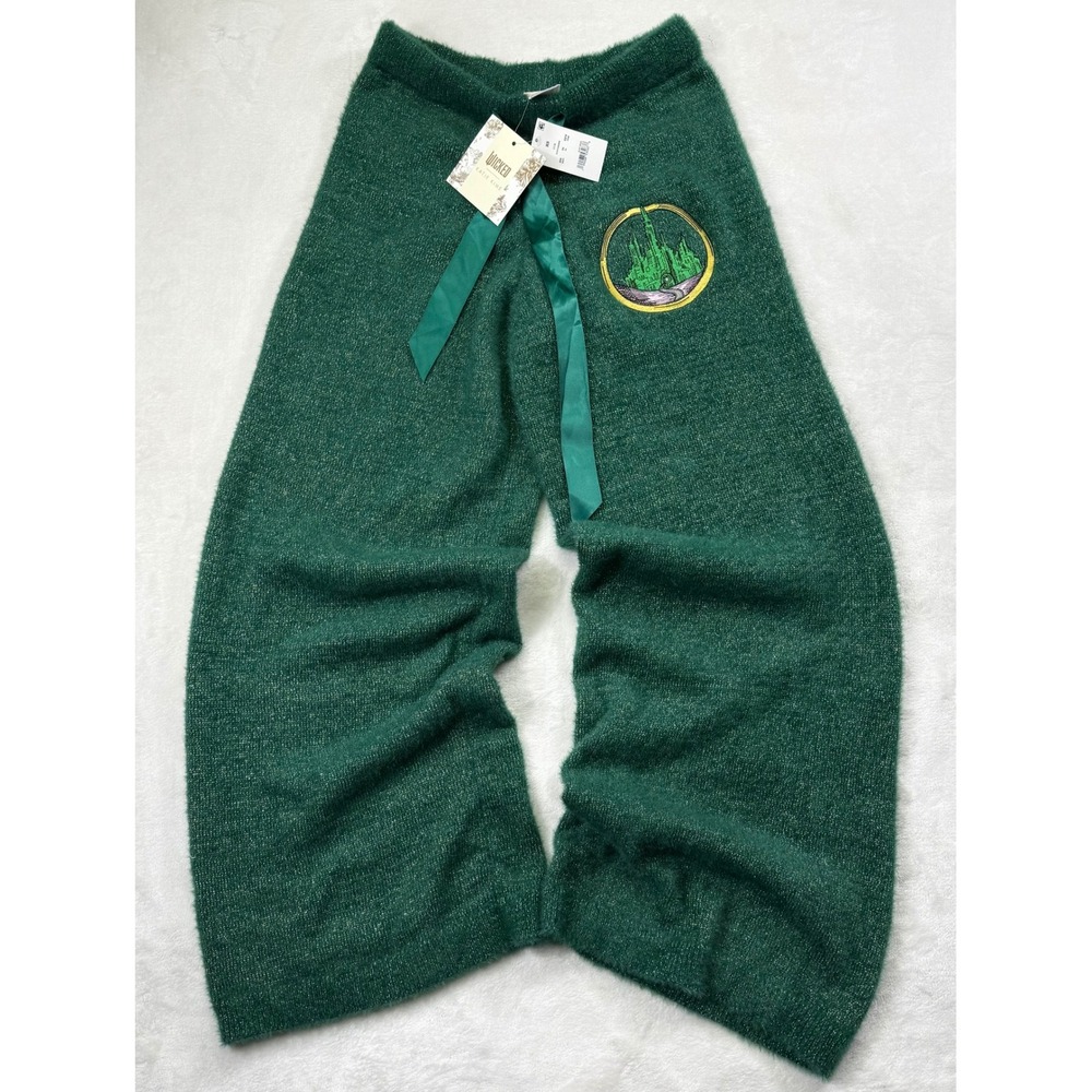 Wicked Katie Kime Emerald City Eyelash Knit Wide Leg Pants Green XS NWT
